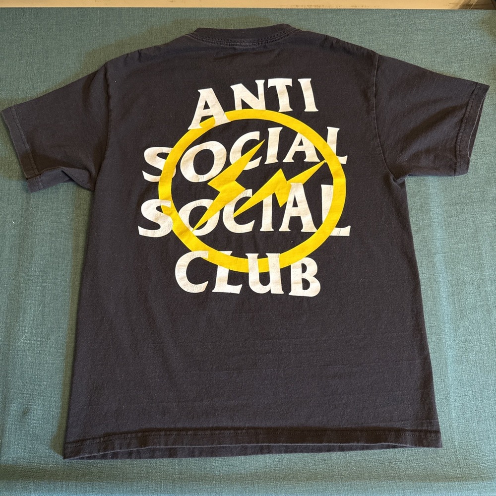 Anti Social Social Club x Fragment Yellow Bolt T-Shirt Medium Black